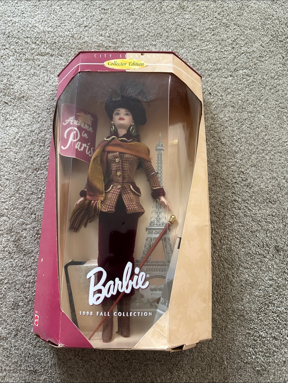 Barbie 1998 Fall Collection "Autumn in Paris" Doll - Burgundy & Tan Outfit